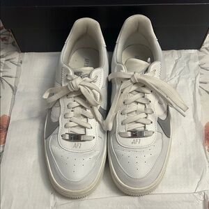 Nike AF1 White and Gray Shoes